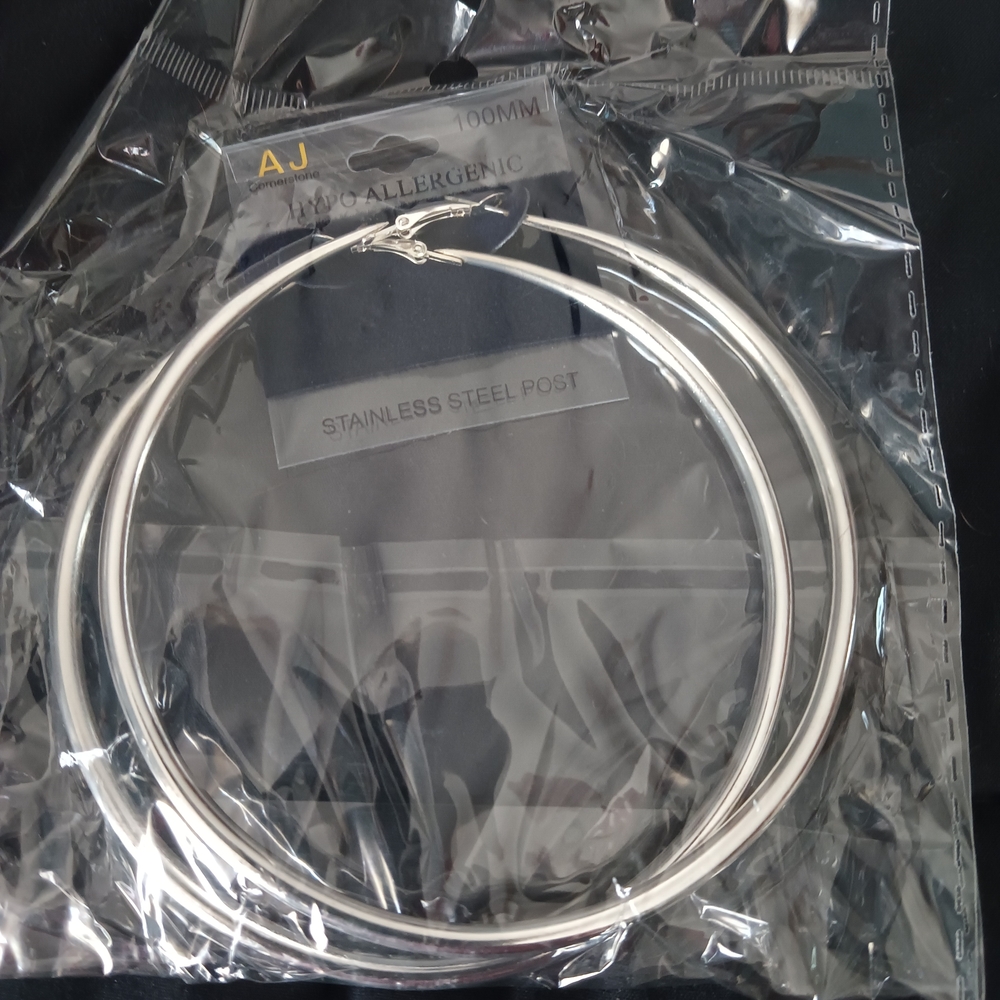 Large Silver Hoop Earrings
